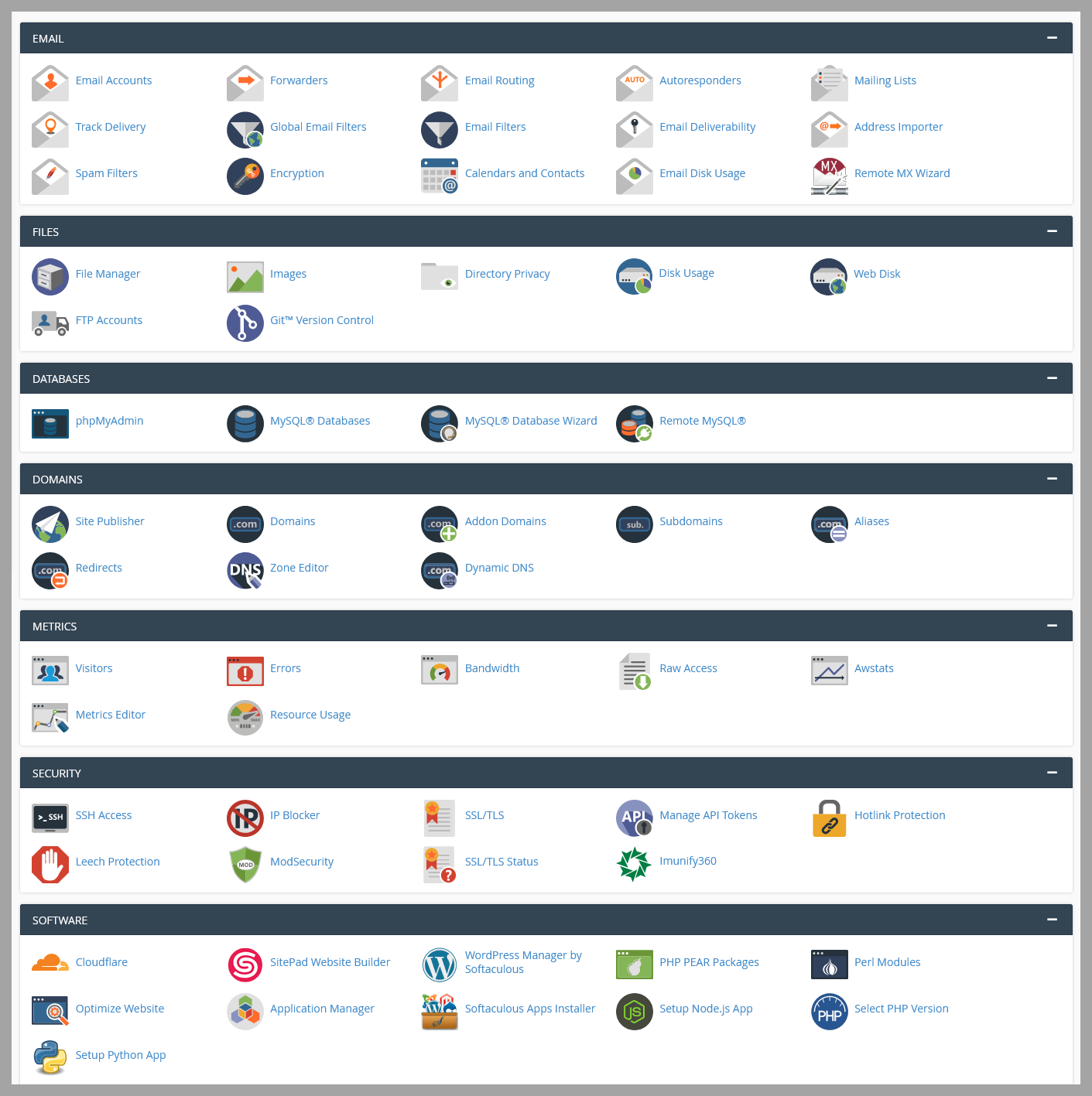 cpanel screenshot